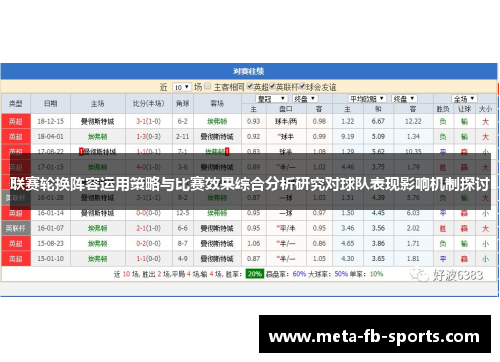 联赛轮换阵容运用策略与比赛效果综合分析研究对球队表现影响机制探讨